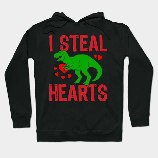 Kids I Steal Hearts Trex Dino Baby Boy Valentines Day Hoodie by yassinebd